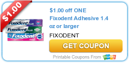 $1.00 off ONE Fixodent Adhesive 1.4 oz or larger