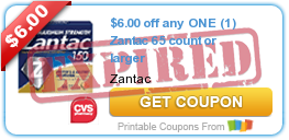 $6.00 off any ONE (1) Zantac 65 count or larger