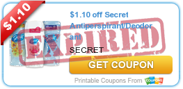 $1.10 off Secret Antiperspirant/Deodorant