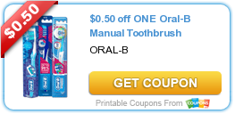 $0.50 off ONE Oral-B Manual Toothbrush