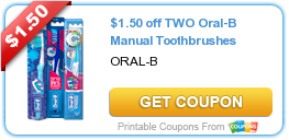 $1.50 off TWO Oral-B Manual Toothbrushes