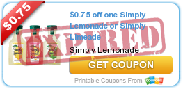 $0.75 off one Simply Lemonade or Simply Limeade