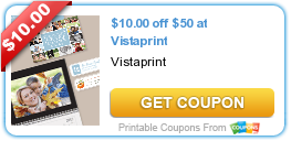 $10.00 off $50 at Vistaprint