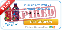 $1.00 off any TWO V8 V-Fusion juices, 46oz