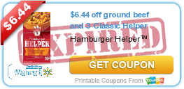 $6.44 off ground beef and 3 Classic Helper