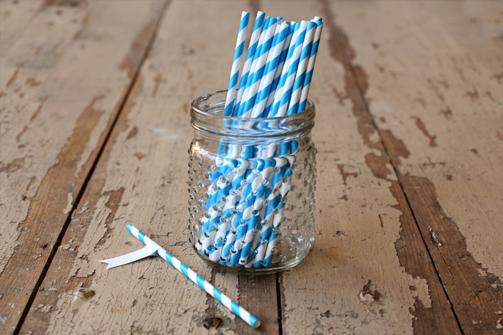 robin's egg striped straws