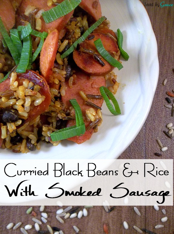 Curried Black Beans and Rice with Smoked Sausage