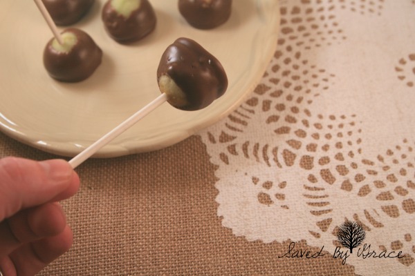 apple pops with chocolate