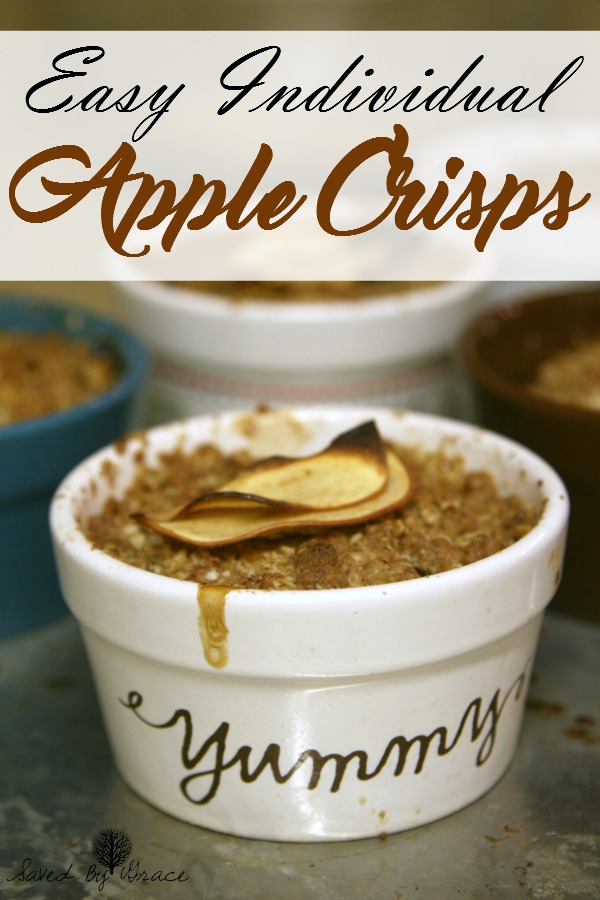 Individual Apple Crisp Recipe- Make this delicious apple crisp recipe in singles for a delightful warm treat with delicious vanilla bean ice cream on top.