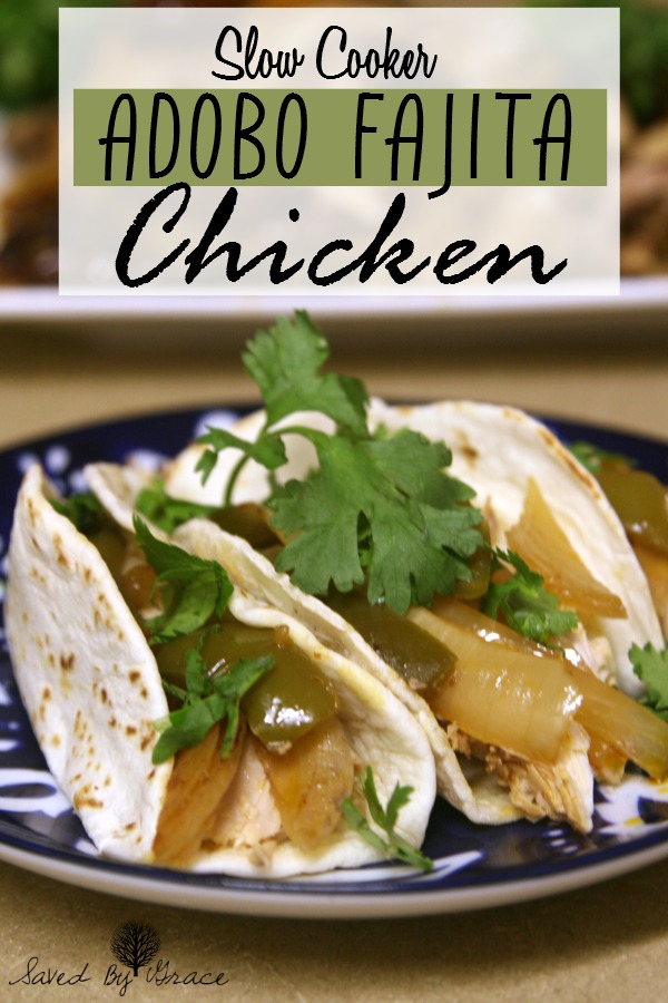 Crockpot Adobo Fajita Chicken Recipe- This spicy chicken recipe is sure to please heat lovers and it couldn't be easier to make in a slow cooker!