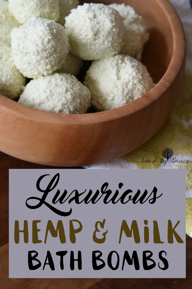 Hemp and Milk Bath Bombs- These luxurious bath bombs will soothe tired skin and add back the moisture! It's a simple DIY bath bomb recipe, too!