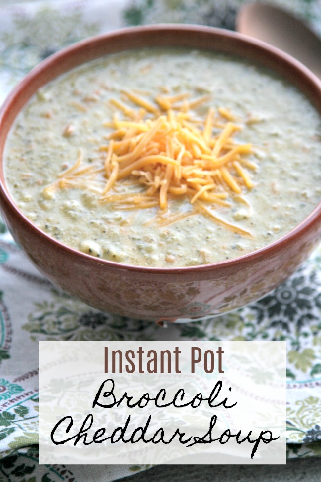 Instant Pot Broccoli Cheddar Soup Recipe- I love a good hearty soup! This easy broccoli cheddar soup recipe can be made from scratch in less than 30 minutes!